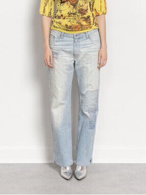 Vintage Big Oversize Baggy Jeans: Patched Denim / Medium Large